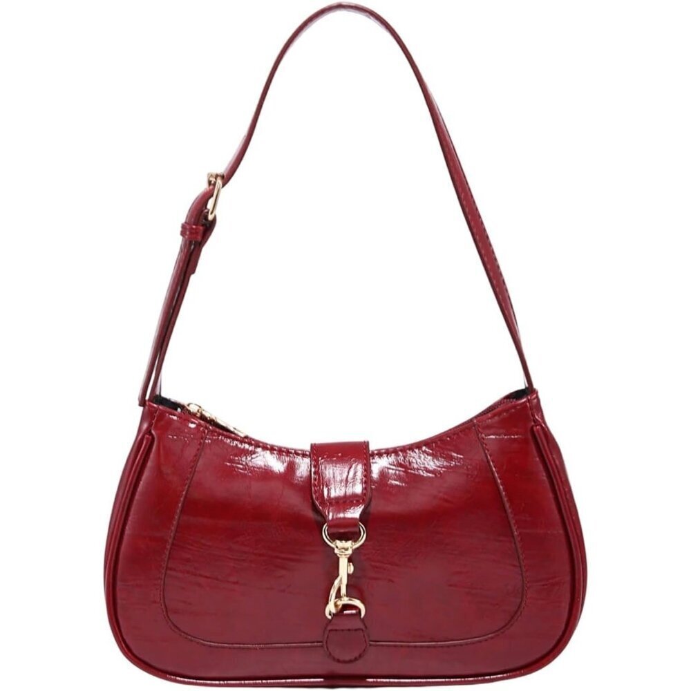 Women’s Red Retro Vintage Hobo Bag Elegant Underarm Purse & Shoulder Bag